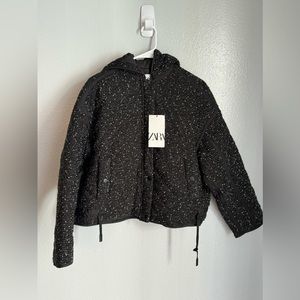 Zara Glitzer Oversized Jacket Black Size XS